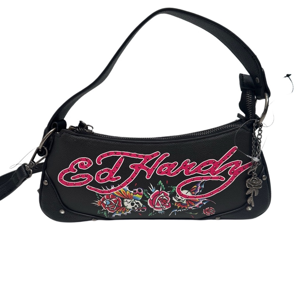 Ed Hardy Shoulder Crossbody Bag Skulls‎ Butterflies Roses Tattoo Rhinestones NWT